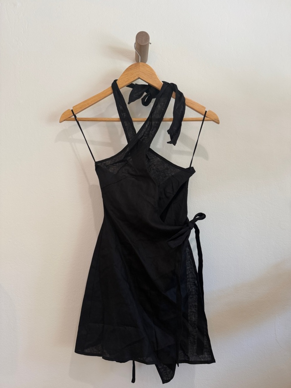 Verge Girl Black Wrap Halter Mini Dress